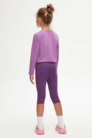 Mor Basic Kız Çocuk Diz Altı Tayt Kapri