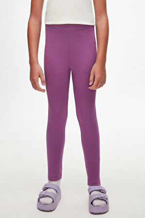 Açık Mor Basic Kız Çocuk Kışlık Tayt