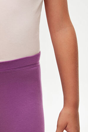 Açık Mor Basic Kız Çocuk Yazlık Tayt