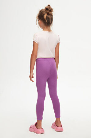 Açık Mor Basic Kız Çocuk Yazlık Tayt