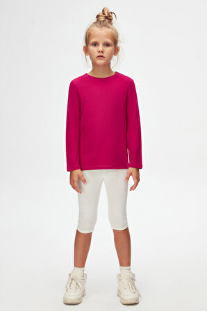 Mürdüm Basic Unisex Çocuk Mevsimlik Sıfır Yaka Uzun Kollu Tişört