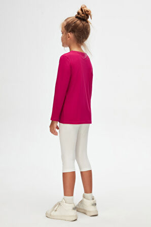 Mürdüm Basic Unisex Çocuk Mevsimlik Sıfır Yaka Uzun Kollu Tişört