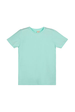 Mint Basic Unisex Çocuk Sıfır Yaka Kısa Kollu Tişört