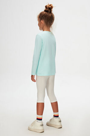 Mint Basic Unisex Çocuk Mevsimlik Sıfır Yaka Uzun Kollu Tişört