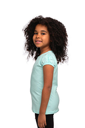 Mint Basic Kız Çocuk Sıfır Yaka Karpuz Kol Tişört