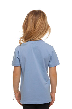 Koyu Mavi Basic Unisex Çocuk Sıfır Yaka Kısa Kollu Tişört