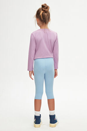 Koyu Mavi Basic Kız Çocuk Diz Altı Tayt Kapri