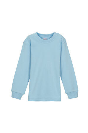 Bebek Mavisi Basic Kız Çocuk Çıtçıtlı Sıfır Yaka Kışlık Uzun Kol Tişört