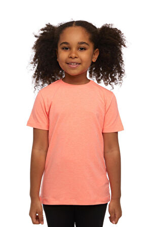 Fosfor Turuncu Basic Unisex Çocuk Sıfır Yaka Kısa Kollu Tişört