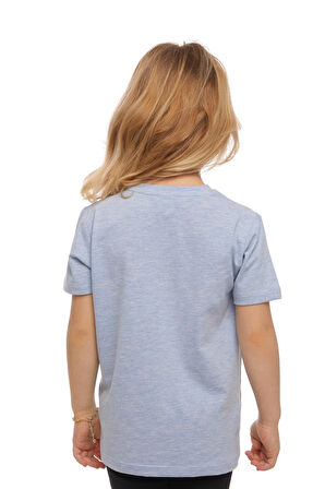 Mavi Melanj Basic Unisex Çocuk Sıfır Yaka Kısa Kollu Tişört