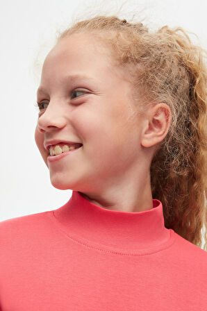 Nar Çiçeği Basic Kışlık Yarım Balıkçı Yaka Uzun Kollu Kız Çocuk Tişört