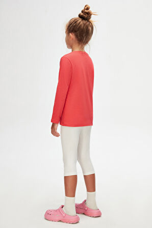 Nar Çiçeği Basic Unisex Çocuk Mevsimlik Sıfır Yaka Uzun Kollu Tişört