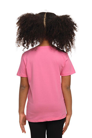 Şeker pembe Basic Unisex Çocuk Sıfır Yaka Kısa Kollu Tişört