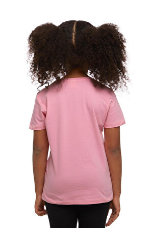 Pembe Basic Unisex Çocuk Sıfır Yaka Kısa Kollu Tişört