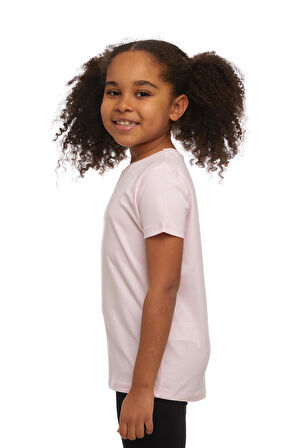 Uçuk pembe Basic Unisex Çocuk Sıfır Yaka Kısa Kollu Tişört
