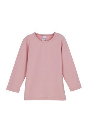 Pudra Pembe Basic  Çıtçıtlı Uzun Kollu Bebek Tişört