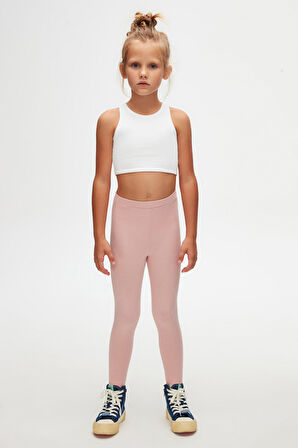 Pudra Pembe Basic Kız Çocuk Yazlık Tayt