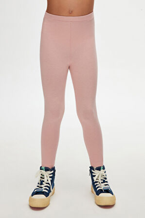 Pudra Pembe Basic Kız Çocuk Yazlık Tayt