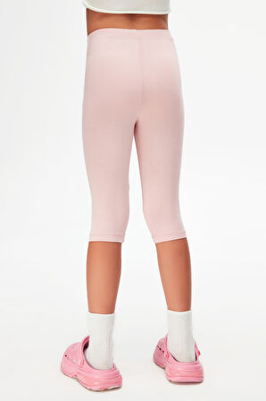 Pudra Pembe Basic Kız Çocuk Diz Altı Tayt Kapri