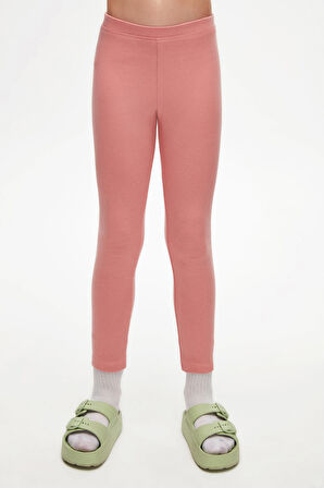 Koyu Pudra Basic Kız Çocuk Kışlık Tayt