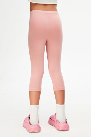 Koyu Pudra Basic Kız Çocuk Diz Altı Tayt Kapri