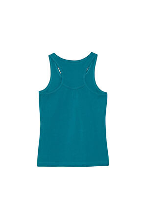 Koyu Petrol Basic Kız Çocuk Arka Büzgülü Yüzücü Atlet