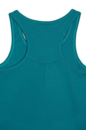 Koyu Petrol Basic Kız Çocuk Arka Büzgülü Yüzücü Atlet