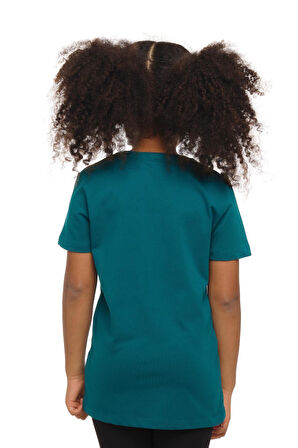 Koyu Petrol Basic Unisex Çocuk Sıfır Yaka Kısa Kollu Tişört