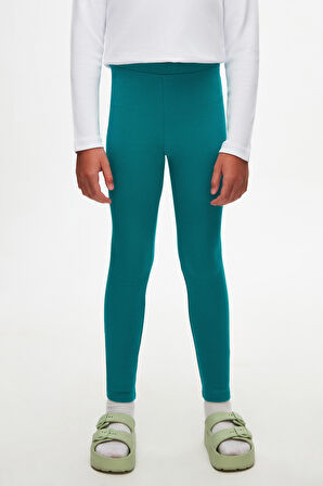 Koyu Petrol Basic Kız Çocuk Kışlık Tayt