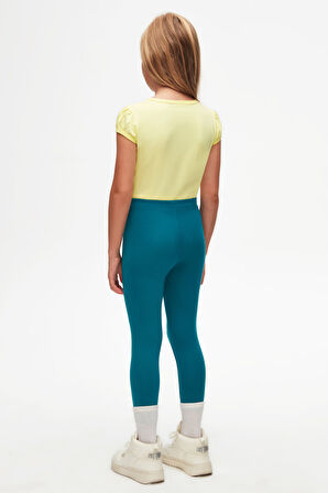 Koyu Petrol Basic Kız Çocuk Yazlık Tayt