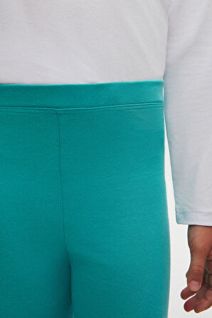 Açık Petrol Basic Kız Çocuk Yazlık Tayt