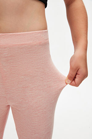 Koyu Pembe Melanj Basic Kız Çocuk Yazlık Tayt