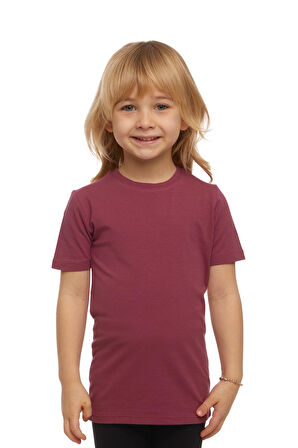 Açık Mürdüm Basic Unisex Çocuk Sıfır Yaka Kısa Kollu Tişört