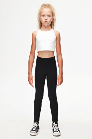 Siyah Basic Kız Çocuk Kışlık Tayt