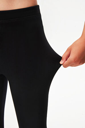 Siyah Basic Kız Çocuk Kışlık Tayt