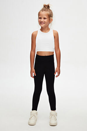 Siyah Basic Kız Çocuk Yazlık Tayt