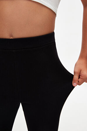 Siyah Basic Kız Çocuk Yazlık Tayt