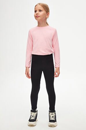 Siyah Basic Kız Çocuk Yazlık Tayt