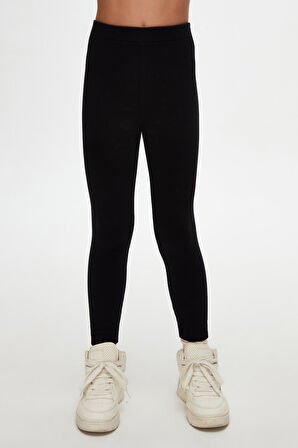 Siyah Basic Kız Çocuk Yazlık Tayt