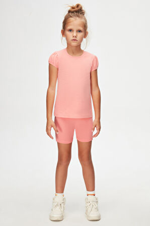 Somon Basic Kız Çocuk Sıfır Yaka Karpuz Kol Tişört