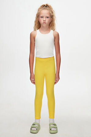 Sarı Basic Kız Çocuk Kışlık Tayt