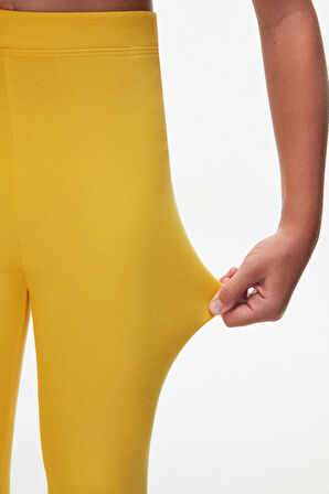 Sarı Basic Kız Çocuk Kışlık Tayt