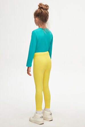 Sarı Basic Kız Çocuk Yazlık Tayt