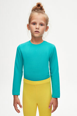 Sarı Basic Kız Çocuk Yazlık Tayt