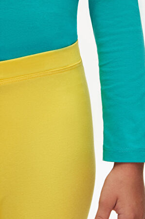 Sarı Basic Kız Çocuk Yazlık Tayt