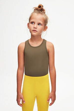 Sarı Basic Kız Çocuk Diz Altı Tayt Kapri