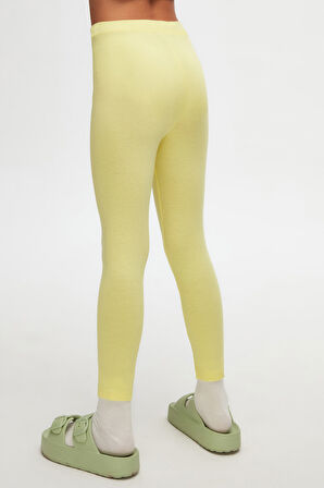 Açık Sarı Basic Kız Çocuk Yazlık Tayt