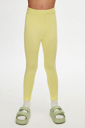 Açık Sarı Basic Kız Çocuk Yazlık Tayt