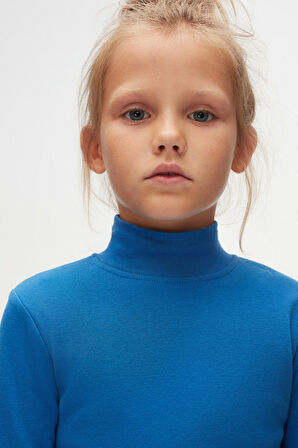 Saks Basic Kışlık Yarım Balıkçı Yaka Uzun Kollu Kız Çocuk Tişört