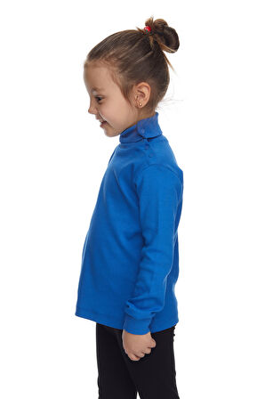 Saks Basic Kız Çocuk Çıtçıtlı Tam Balıkçı Yaka Şardonlu Kışlık Uzun Kollu Tişört